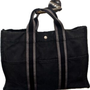 Hermès Black Canvas Tote Bag